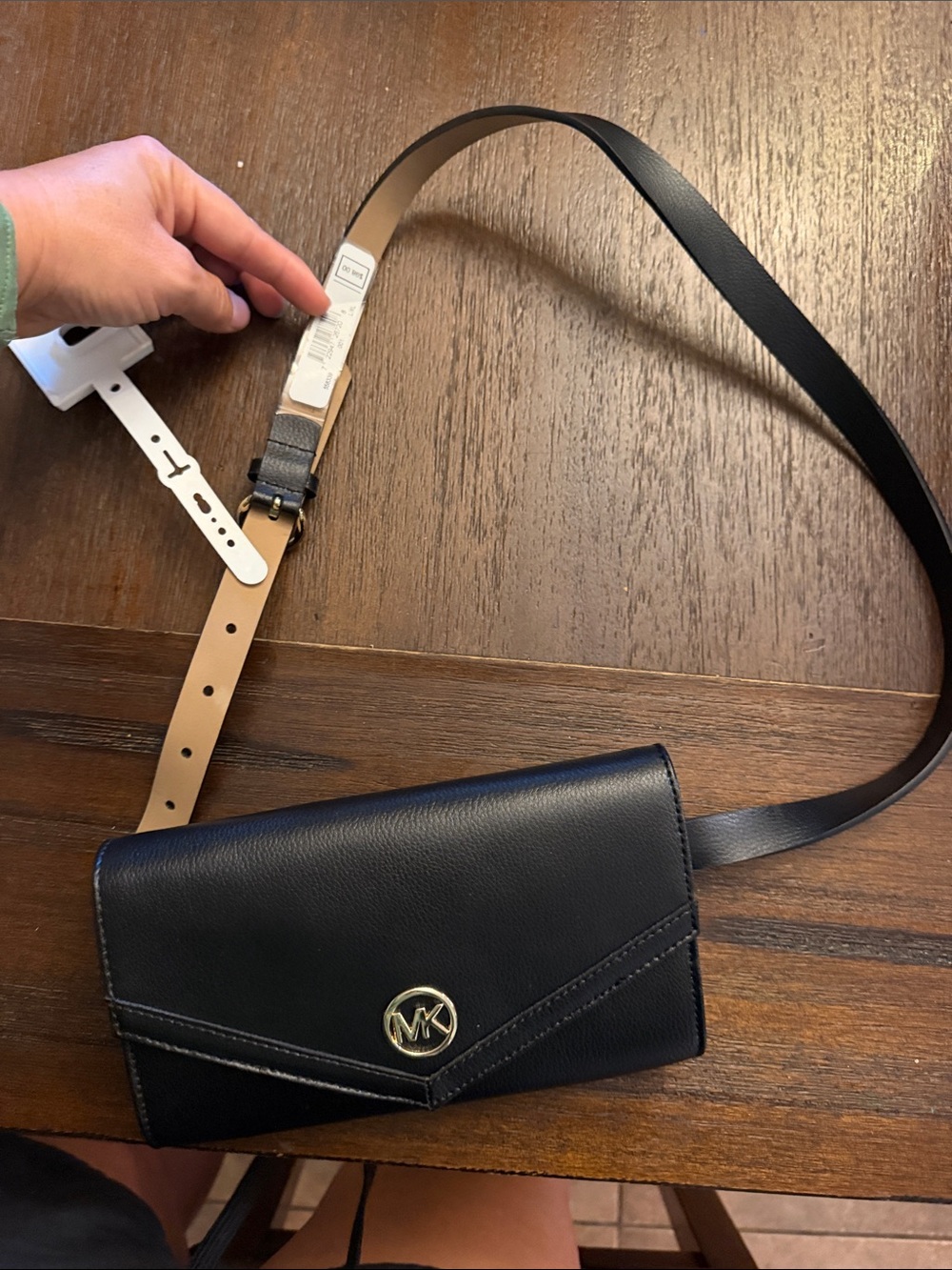 Michael Kors Black Envelope Waist Fanny Pack Belt Bag Purse L/XL